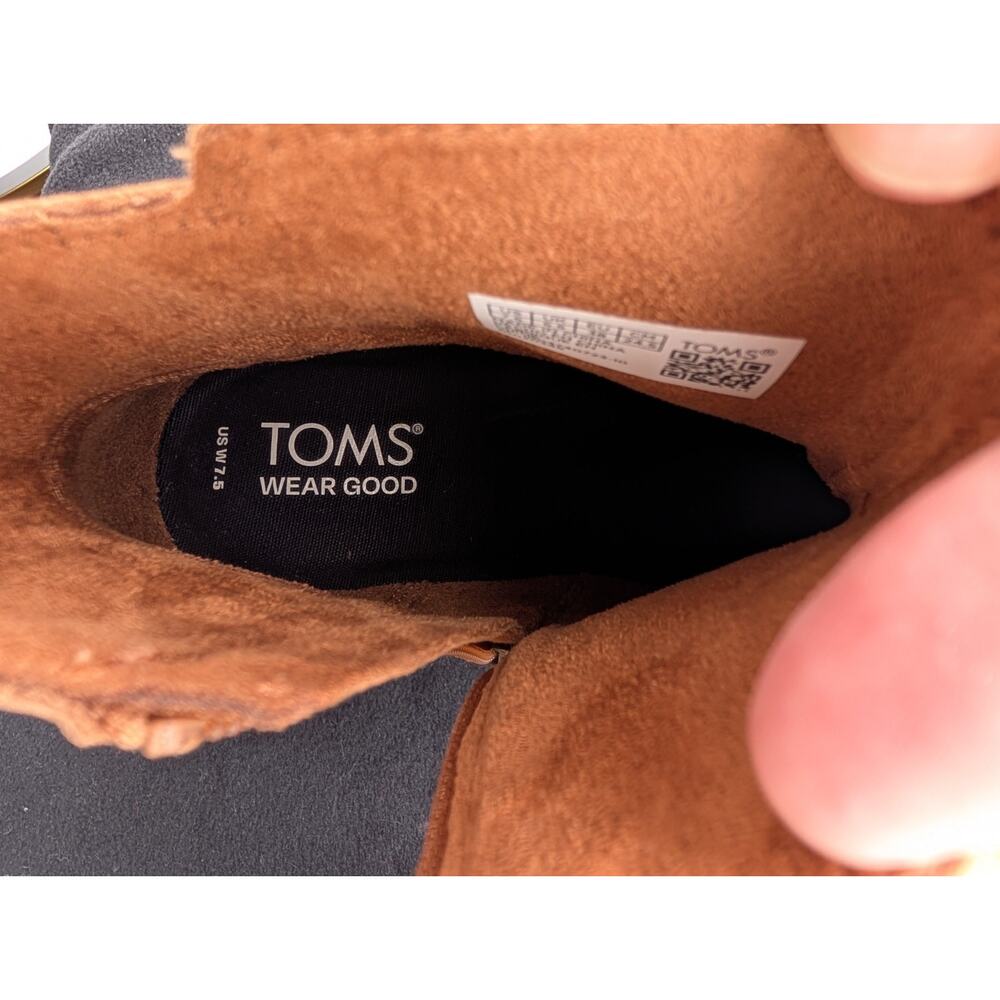 TOMS Rya Boots Tan LEATHER Platform Block Heel NWT Size W7. 5 - Picture 11 of 14